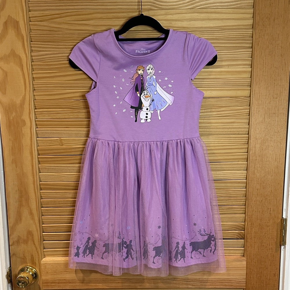 Disney Lavender Frozen Dress with Tulle Overlay
